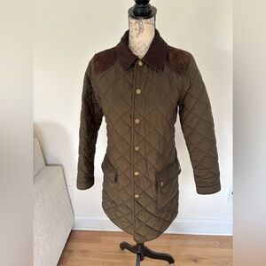 Ralph Lauren women's quilted coat with suede and corduroy trim size small